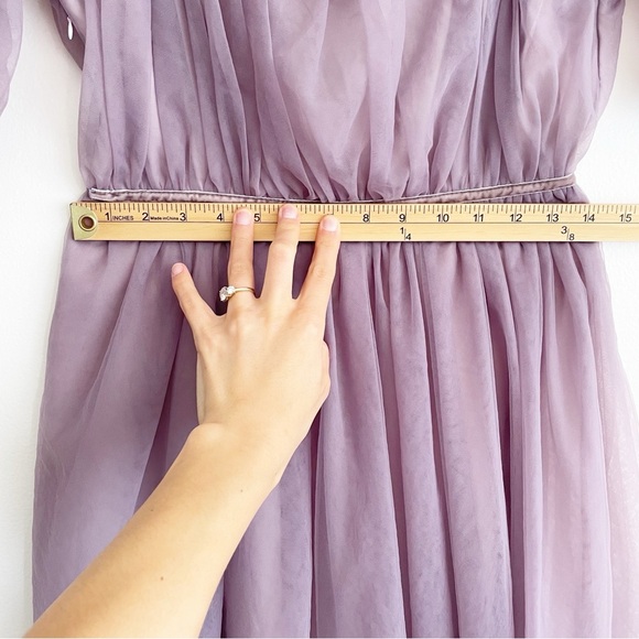 Y2K Purple Fairy Dress Sheer Babydoll Puff Sleeve Sz M Milkmaid Square Neck Long - Picture 11 of 12